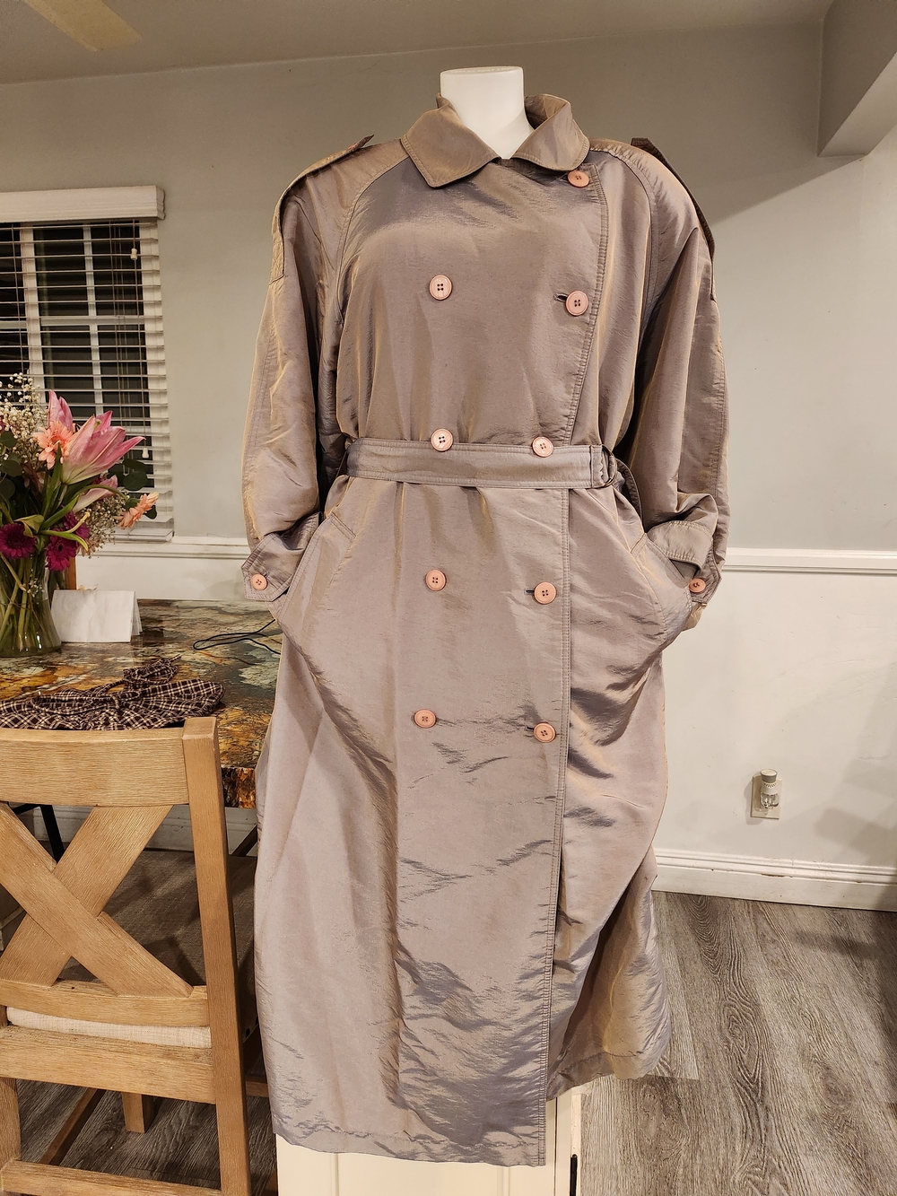 Women’s Neutral Taupe Double-Breasted Trench Coat